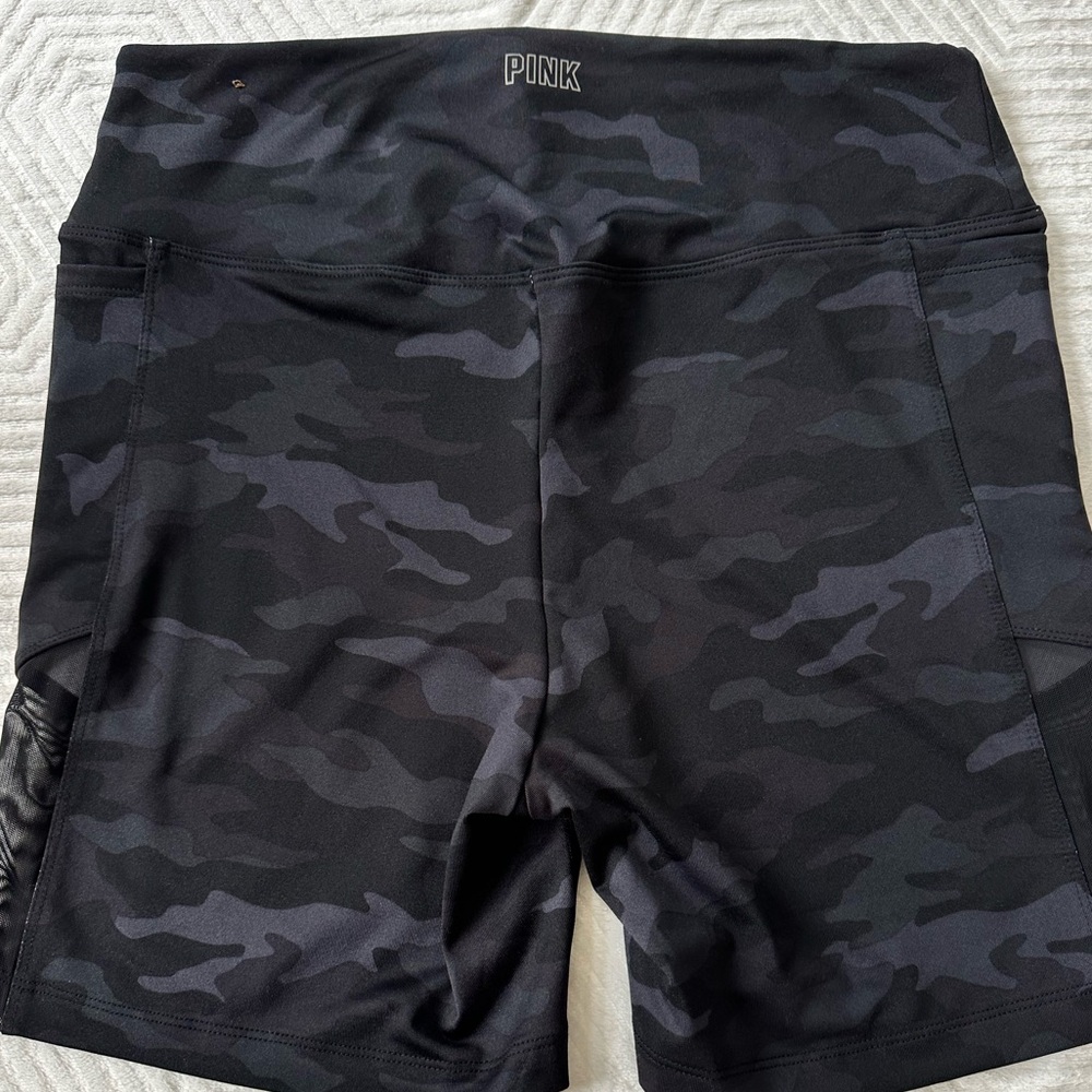 PINK Victoria's Secret Black Camo Biker Shorts